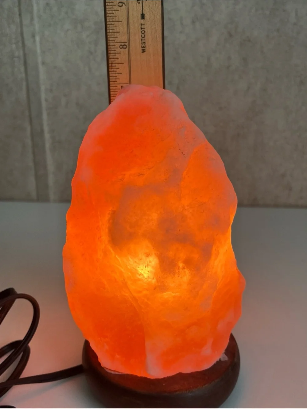 Himalayan Salt Lamp Pink Crystal Rock On Wooden Base Dimmable Switch 7” 3 Pound